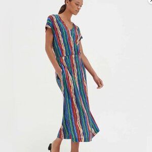 Chinti & Parker Rainbow Striped Jersey Dress Size Medium Midi
